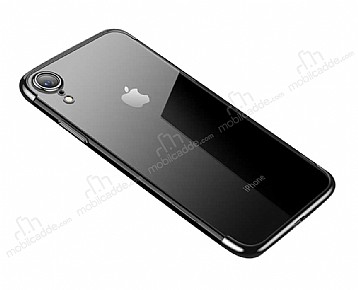 Eiroo Radiant iPhone XR Siyah Kenarl effaf Silikon Klf