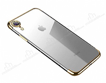 Eiroo Radiant iPhone XR Gold Kenarl effaf Silikon Klf