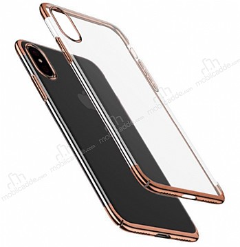 Eiroo Radiant iPhone XS Max Rose Gold Kenarl effaf Rubber Klf