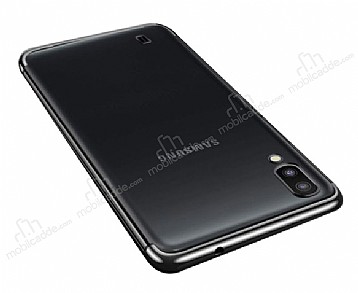 Eiroo Radiant Samsung Galaxy A10 Siyah Kenarl effaf Silikon Klf