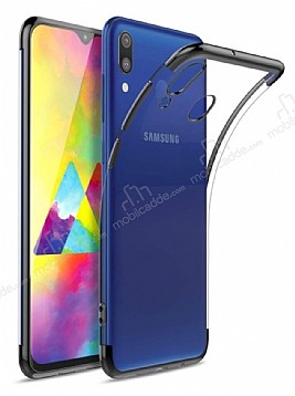 Eiroo Radiant Samsung Galaxy A10S Siyah Kenarl effaf Silikon Klf