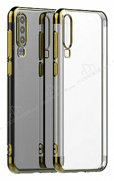 Eiroo Radiant Samsung Galaxy A30S Gold Kenarl effaf Silikon Klf