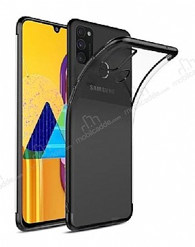 Eiroo Radiant Samsung Galaxy A21s Siyah Kenarl effaf Silikon Klf