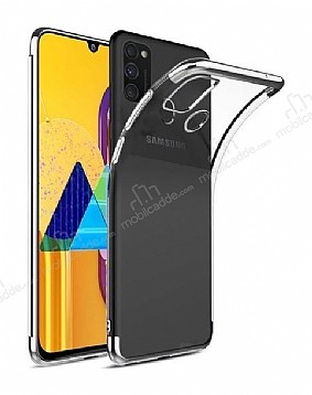 Eiroo Radiant Samsung Galaxy A21s Silver Kenarl effaf Silikon Klf
