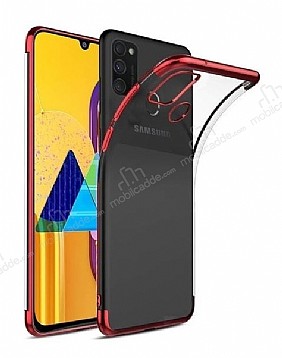Eiroo Radiant Samsung Galaxy A21s Krmz Kenarl effaf Silikon Klf