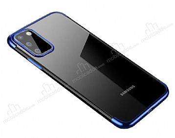 Eiroo Radiant Samsung Galaxy A41 Lacivert Kenarl effaf Silikon Klf