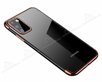 Eiroo Radiant Samsung Galaxy A41 Rose Gold Kenarl effaf Silikon Klf