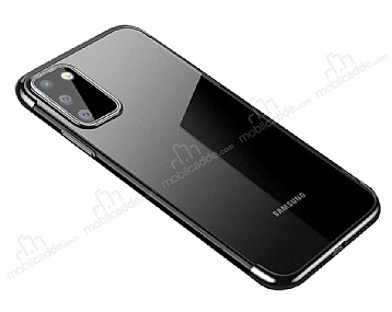 Eiroo Radiant Samsung Galaxy A41 Silver Kenarl effaf Silikon Klf