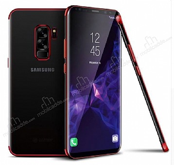 Eiroo Radiant Samsung Galaxy A6 Plus 2018 Krmz Kenarl effaf Silikon Klf