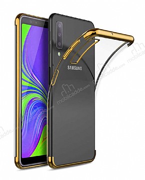 Eiroo Radiant Samsung Galaxy A7 2018 Gold Kenarl effaf Silikon Klf