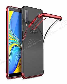 Eiroo Radiant Samsung Galaxy A7 2018 Krmz Kenarl effaf Silikon Klf