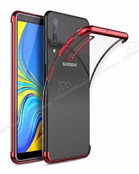 Eiroo Radiant Samsung Galaxy A9 2018 Krmz Kenarl effaf Silikon Klf