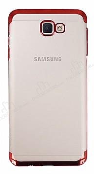 Eiroo Radiant Samsung Galaxy J4 Plus Krmz Kenarl effaf Silikon Klf