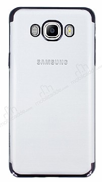 Eiroo Radiant Samsung Galaxy J7 2016 Siyah Kenarl effaf Rubber Klf