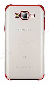Eiroo Radiant Samsung Galaxy J7 Krmz Kenarl effaf Rubber Klf