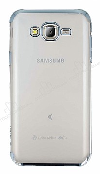 Eiroo Radiant Samsung Galaxy J7 Silver Kenarl effaf Rubber Klf