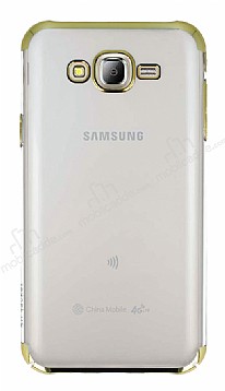 Eiroo Radiant Samsung Galaxy J7 Gold Kenarl effaf Rubber Klf