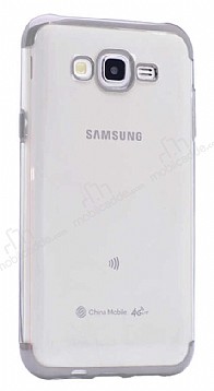 Eiroo Radiant Samsung Galaxy J7 Silver Kenarl effaf Silikon Klf