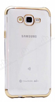 Eiroo Radiant Samsung Galaxy J7 Gold Kenarl effaf Silikon Klf