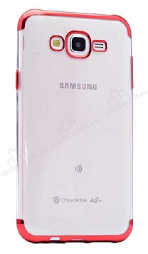 Eiroo Radiant Samsung Galaxy J7 Krmz Kenarl effaf Silikon Klf
