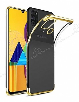 Eiroo Radiant Samsung Galaxy M31 Gold Kenarl effaf Silikon Klf