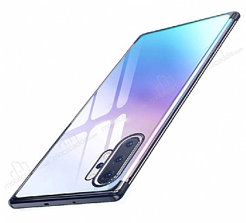 Eiroo Radiant Samsung Galaxy Note 10 Siyah Kenarl effaf Silikon Klf