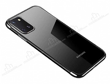 Eiroo Radiant Samsung Galaxy Note 10 Lite Siyah Kenarl effaf Silikon Klf