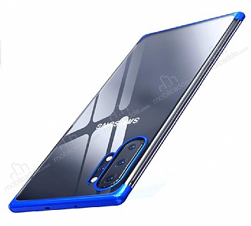 Eiroo Radiant Samsung Galaxy Note 10 Plus Lacivert Kenarl effaf Silikon Klf