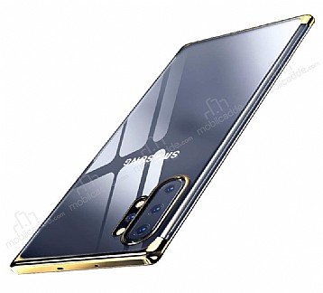 Eiroo Radiant Samsung Galaxy Note 10 Plus Gold Kenarl effaf Silikon Klf