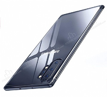 Eiroo Radiant Samsung Galaxy Note 10 Plus Siyah Kenarl effaf Silikon Klf