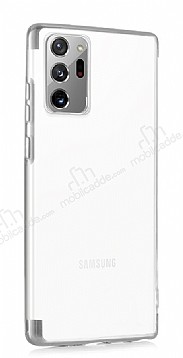 Eiroo Radiant Samsung Galaxy Note 20 Ultra Silver Kenarl effaf Silikon Klf