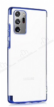 Eiroo Radiant Samsung Galaxy Note 20 Ultra Lacivert Kenarl effaf Silikon Klf