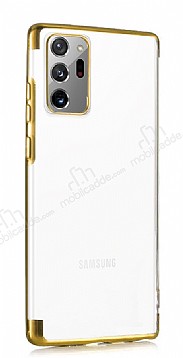 Eiroo Radiant Samsung Galaxy Note 20 Ultra Gold Kenarl effaf Silikon Klf