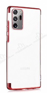 Eiroo Radiant Samsung Galaxy Note 20 Ultra Krmz Kenarl effaf Silikon Klf