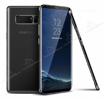 Eiroo Radiant Samsung Galaxy Note 8 Siyah Kenarl effaf Rubber Klf