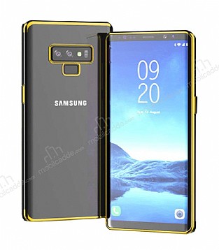 Eiroo Radiant Samsung Galaxy Note 9 Gold Kenarl effaf Rubber Klf
