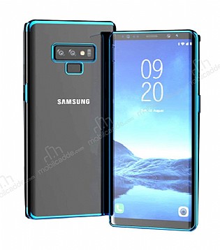 Eiroo Radiant Samsung Galaxy Note 9 Mavi Kenarl effaf Rubber Klf
