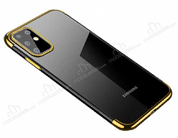 Eiroo Radiant Samsung Galaxy S20 Plus Gold Kenarl effaf Silikon Klf