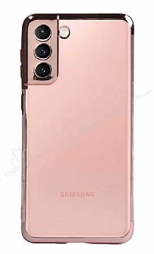 Eiroo Radiant Samsung Galaxy S21 Plus Rose Gold Kenarl effaf Silikon Klf