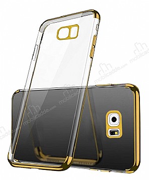 Eiroo Radiant Samsung Galaxy S7 Edge Gold Kenarl effaf Rubber Klf