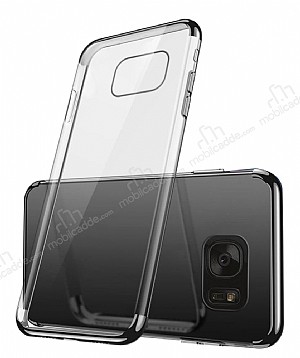 Eiroo Radiant Samsung Galaxy S7 Edge Siyah Kenarl effaf Rubber Klf