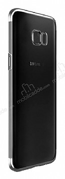 Eiroo Radiant Samsung Galaxy S7 Edge Silver Kenarl effaf Rubber Klf
