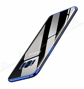 Eiroo Radiant Samsung Galaxy S8 Lacivert Kenarl effaf Silikon Klf