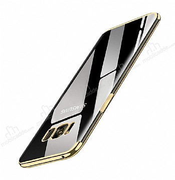 Eiroo Radiant Samsung Galaxy S8 Plus Gold Kenarl effaf Silikon Klf