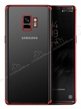 Eiroo Radiant Samsung Galaxy S9 Krmz Kenarl effaf Rubber Klf