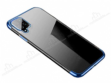 Eiroo Radiant Samsung Galaxy A12 Mavi Kenarl effaf Silikon Klf