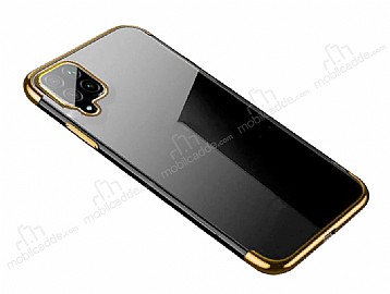 Eiroo Radiant Samsung Galaxy A12 Gold Kenarl effaf Silikon Klf
