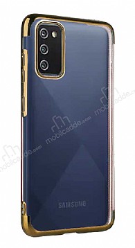 Eiroo Radiant Samsung Galaxy A02s Gold Kenarl effaf Silikon Klf