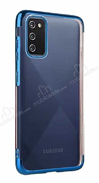 Eiroo Radiant Samsung Galaxy A02s Mavi Kenarl effaf Silikon Klf