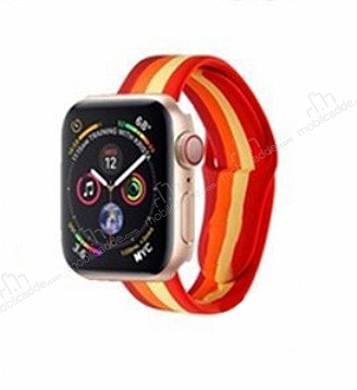 Eiroo Rainbow Apple Watch 4 / Watch 5 Krmz Silikon Kordon 44mm